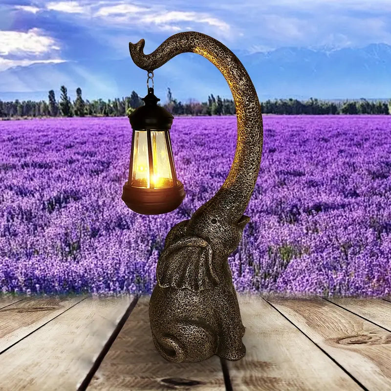 Solar-Powered Weather-Resistant Elephant Garden Lamp