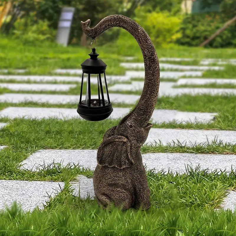 Solar-Powered Weather-Resistant Elephant Garden Lamp