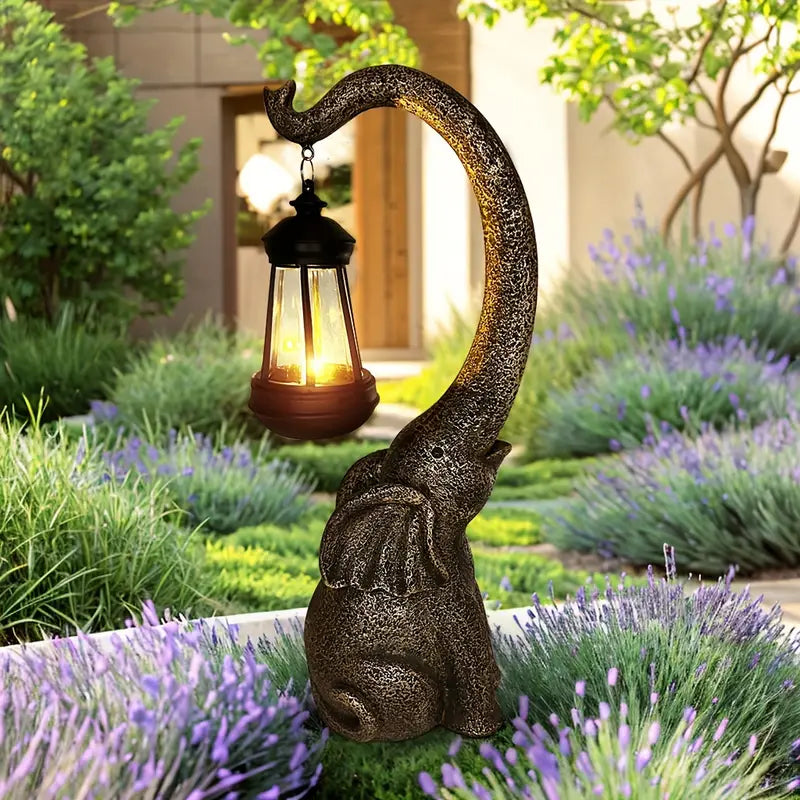 Solar-Powered Weather-Resistant Elephant Garden Lamp