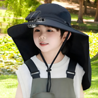 Solar-Powered Wide-Brim Kids Sun Hat (USB-Optional)