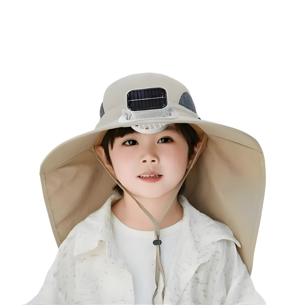 Solar-Powered Wide-Brim Kids Sun Hat (USB-Optional)