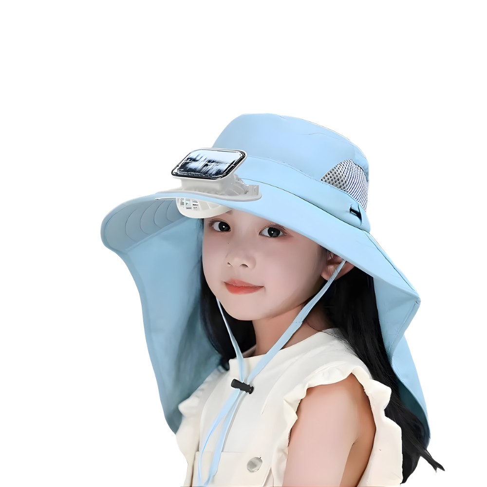 Solar-Powered Wide-Brim Kids Sun Hat (USB-Optional)