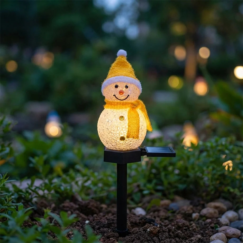 Solar Snowman Lawn Light Automatic Dusk Warm Glow