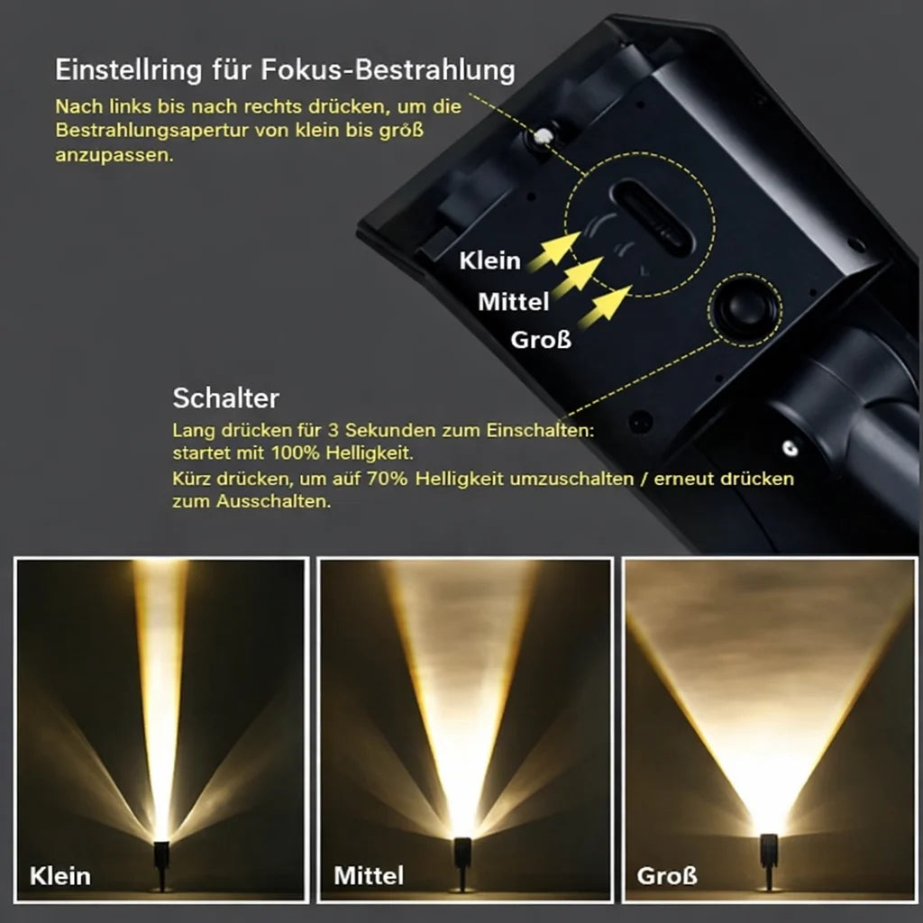 Solar Spotlight Adjustable Zoom Beam Weather Resistant