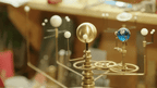 Solar System Orrery Polished Brass Manual Rotation Weighted Base