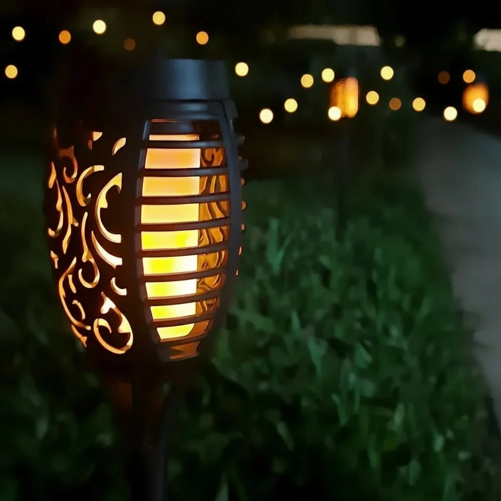 Solar Torch Lights Flickering Flame Stake Mount