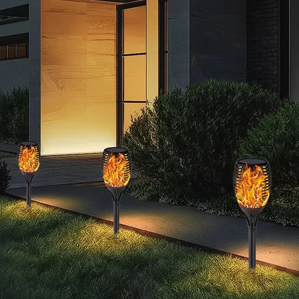 Solar Torch Lights Flickering Flame Stake Mount