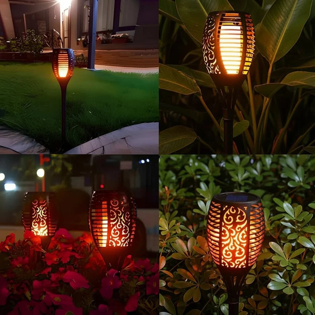 Solar Torch Lights Flickering Flame Stake Mount