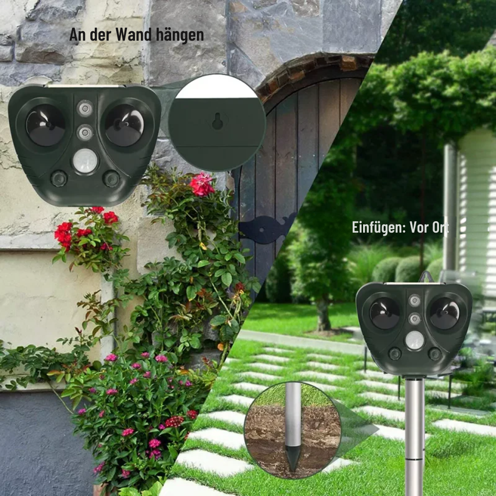 Solar & USB Rechargeable Ultrasonic & LED Bird Repeller