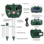 Solar & USB Rechargeable Ultrasonic & LED Bird Repeller