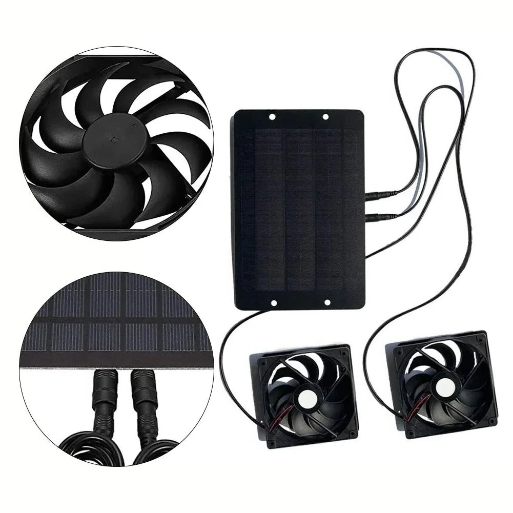 Solar Vent Fan Dual Fans 10W Weatherproof