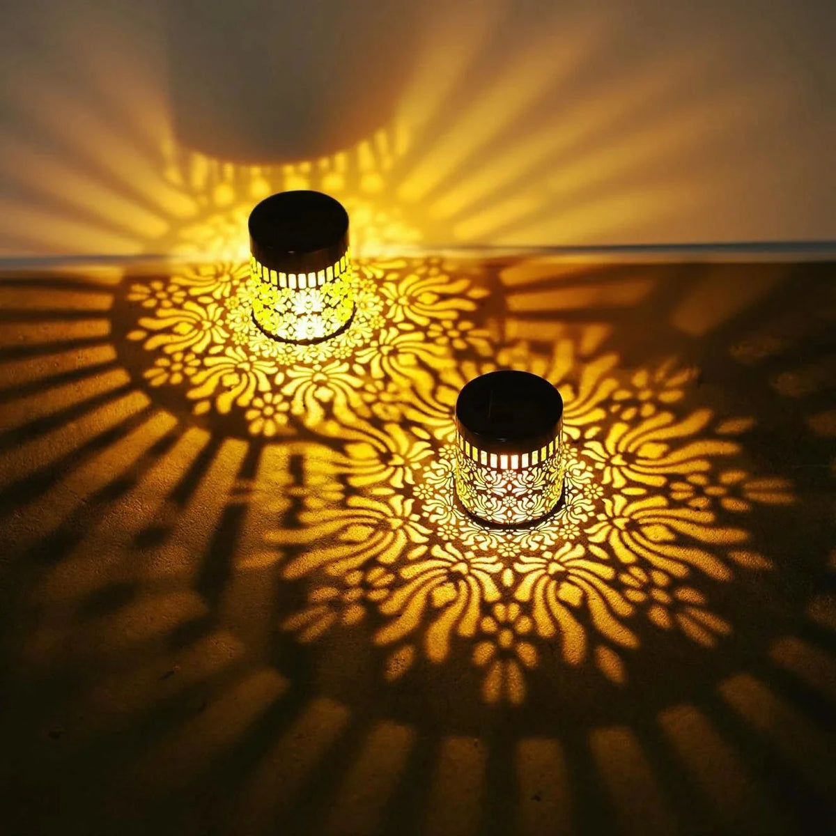 Solar Wall Lamp Set Peony Shadow Pattern Self Adhesive