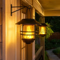 Solar Wall Lanterns Flame-Effect LED Set of 2