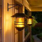 Solar Wall Lanterns Flame-Effect LED Set of 2