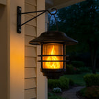 Solar Wall Lanterns Flame-Effect LED Set of 2