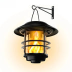 Solar Wall Lanterns Flame-Effect LED Set of 2