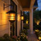 Solar Wall Lanterns Flame-Effect LED Set of 2