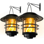 Solar Wall Lanterns Flame-Effect LED Set of 2