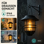 Solar Wall Lanterns Flame-Effect LED Set of 2