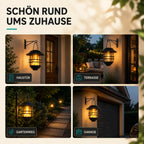 Solar Wall Lanterns Flame-Effect LED Set of 2