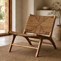 Solid Ash Wood Handwoven Vine Seat Single Sofa Chair