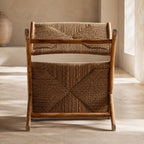 Solid Ash Wood Handwoven Vine Seat Single Sofa Chair