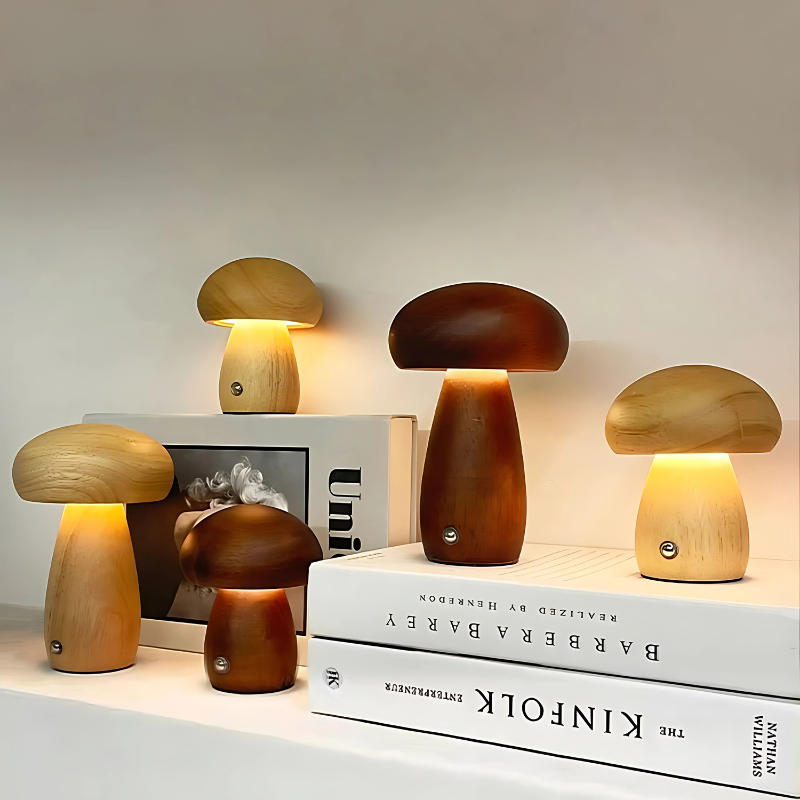 Solid Beechwood Touch-Dimmer Night Light (USB Rechargeable)