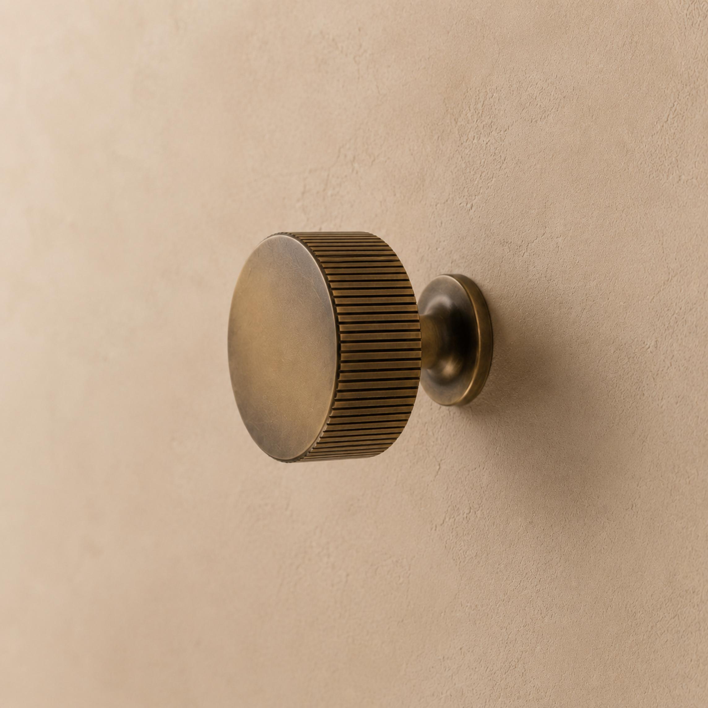Solid Brass Antique Bronze Knurled Cabinet Hardware Set (Knobs & Pulls)
