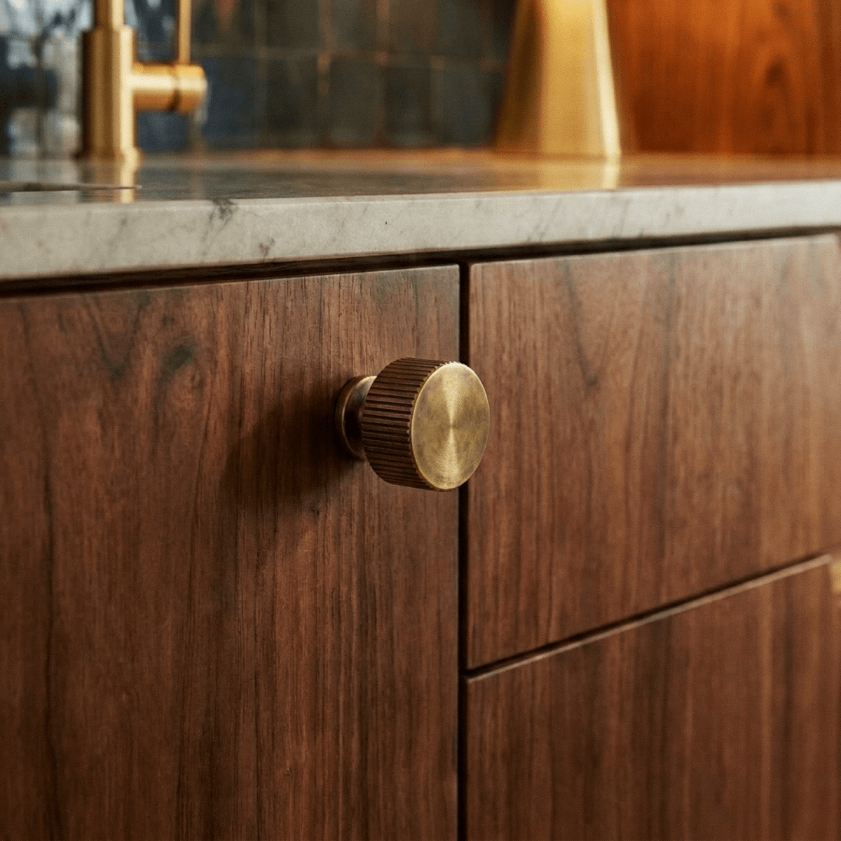 Solid Brass Antique Bronze Knurled Cabinet Hardware Set (Knobs & Pulls)