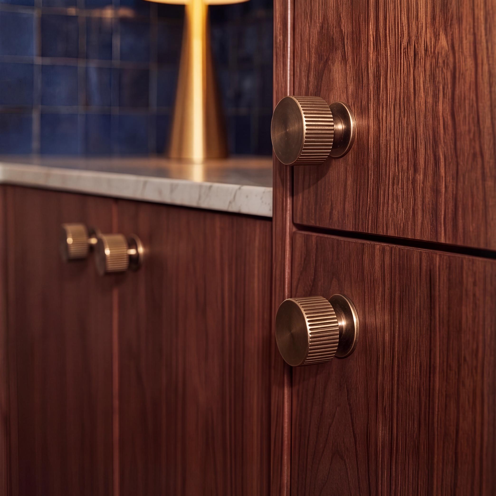 Solid Brass Antique Bronze Knurled Cabinet Hardware Set (Knobs & Pulls)