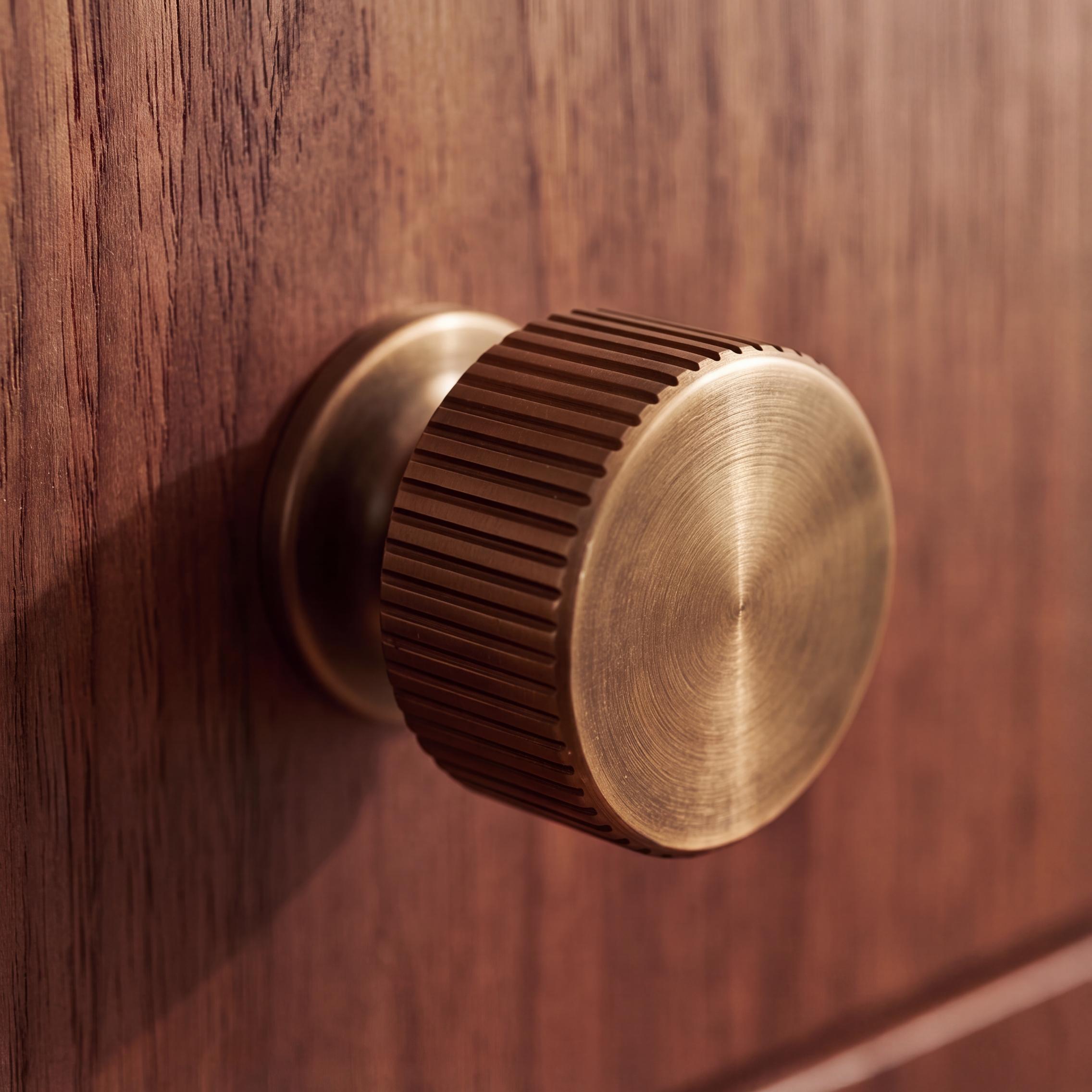 Solid Brass Antique Bronze Knurled Cabinet Hardware Set (Knobs & Pulls)