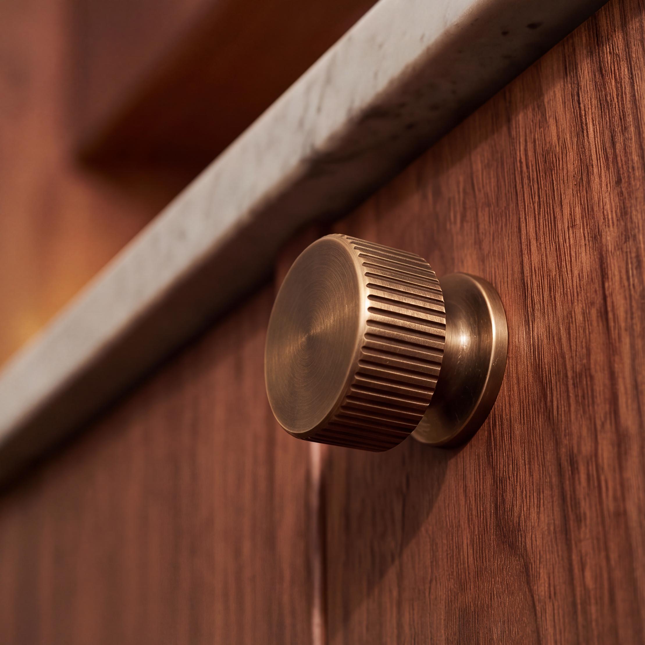 Solid Brass Antique Bronze Knurled Cabinet Hardware Set (Knobs & Pulls)
