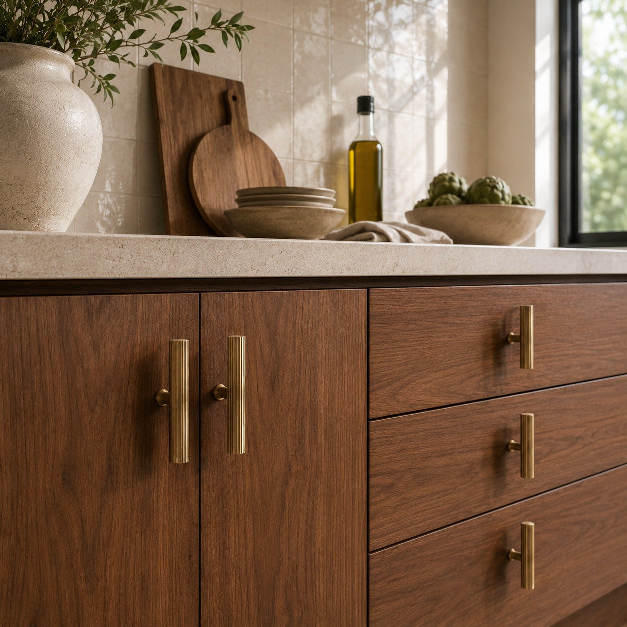Solid Brass Antique Bronze Knurled Cabinet Hardware Set (Knobs & Pulls)