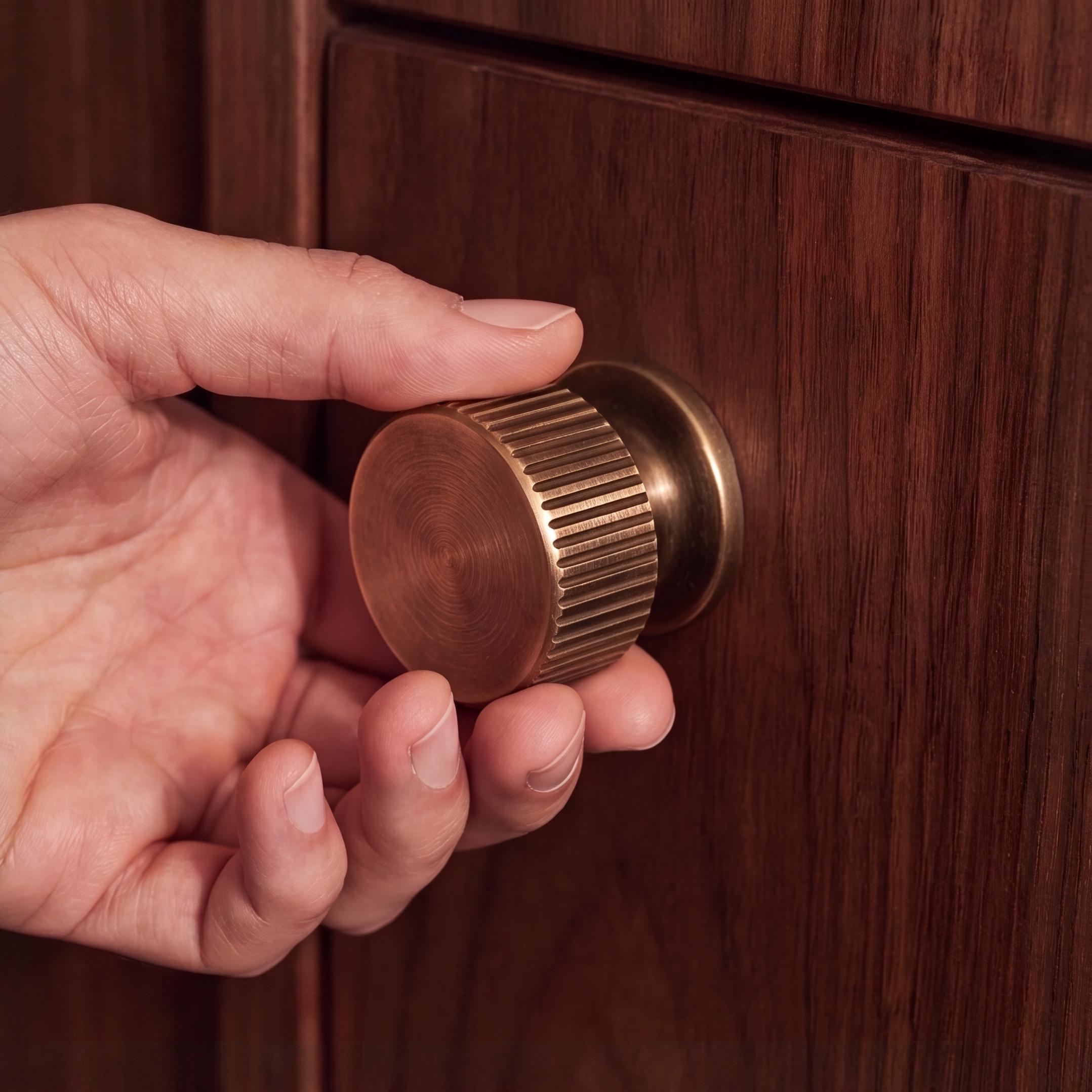 Solid Brass Antique Bronze Knurled Cabinet Hardware Set (Knobs & Pulls)