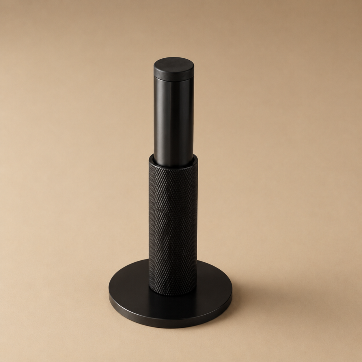 Solid Brass Knurled Door Stop (Rubber-Capped Tip)