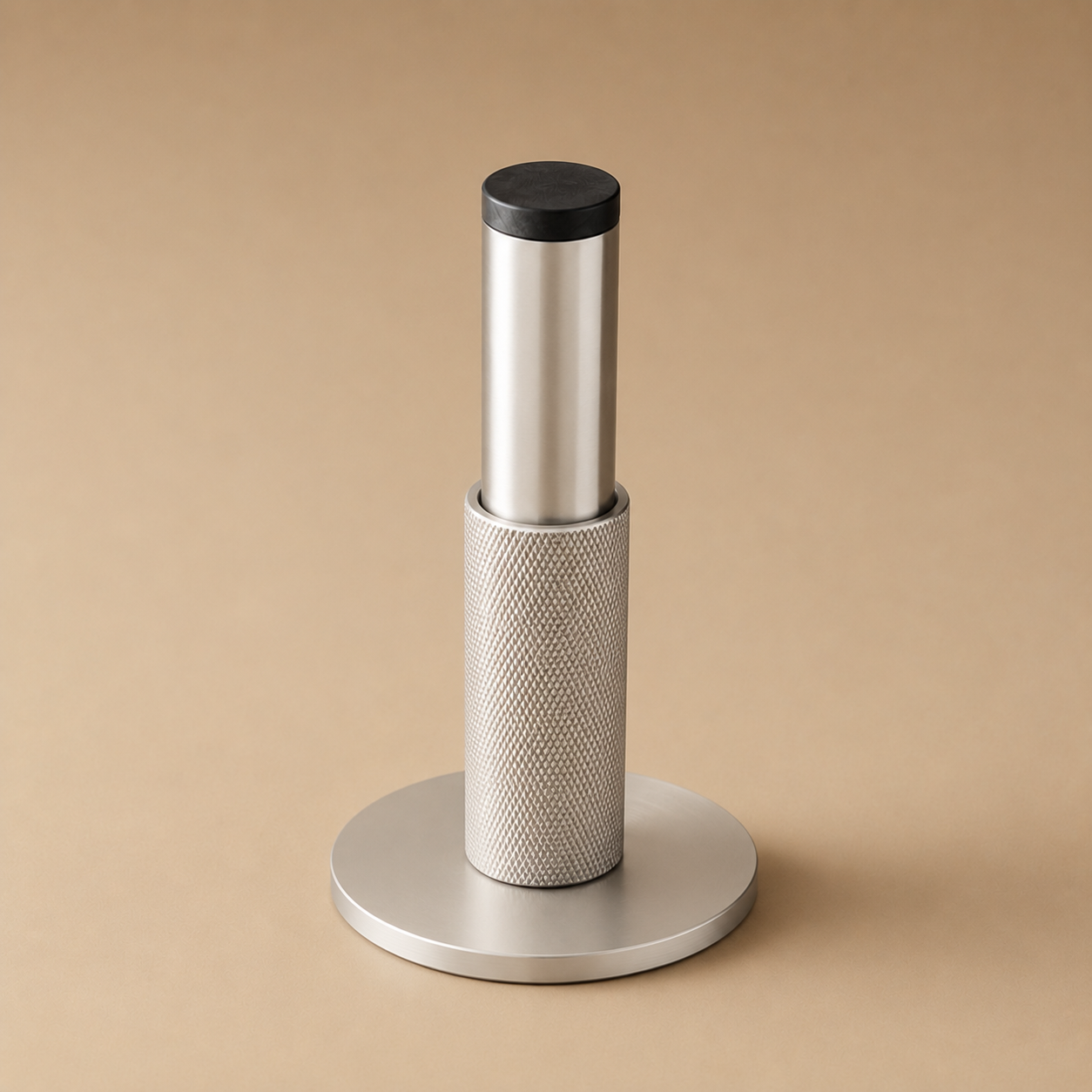 Solid Brass Knurled Door Stop (Rubber-Capped Tip)