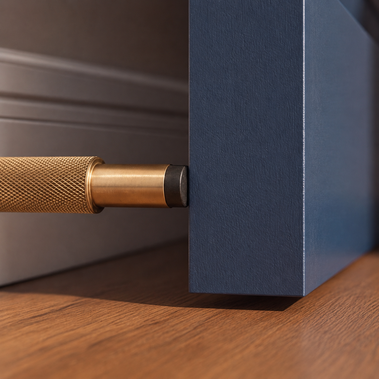 Solid Brass Knurled Door Stop (Rubber-Capped Tip)