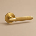 Solid Brass Knurled Grip Door Handle Set (Emergency-Access Lock)