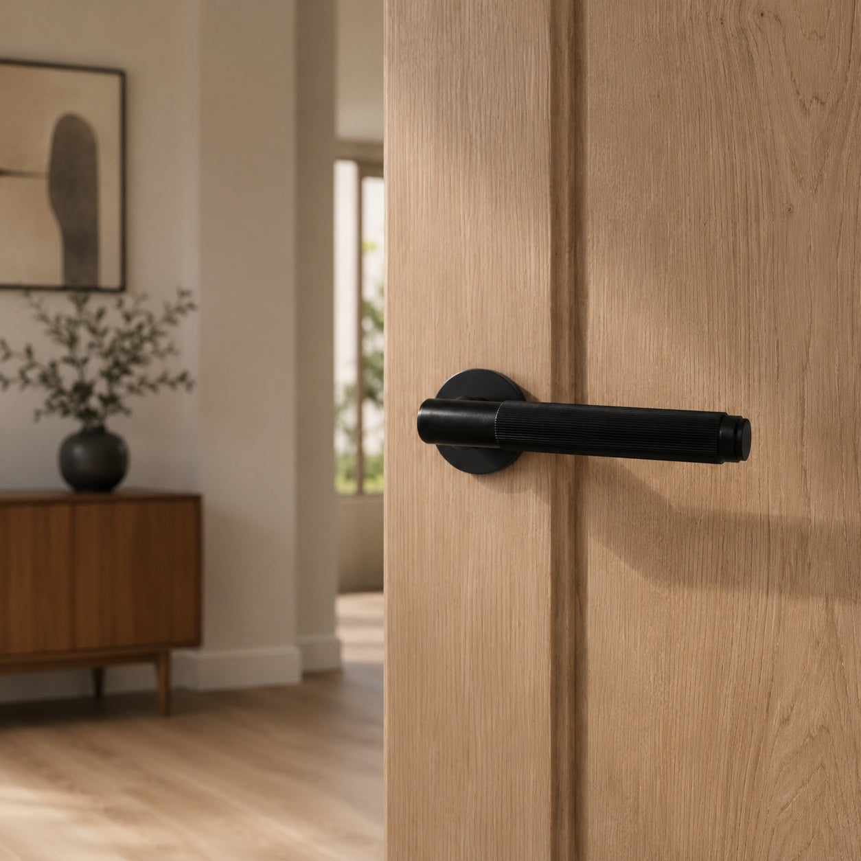 Solid Brass Knurled Grip Door Handle Set (Emergency-Access Lock)