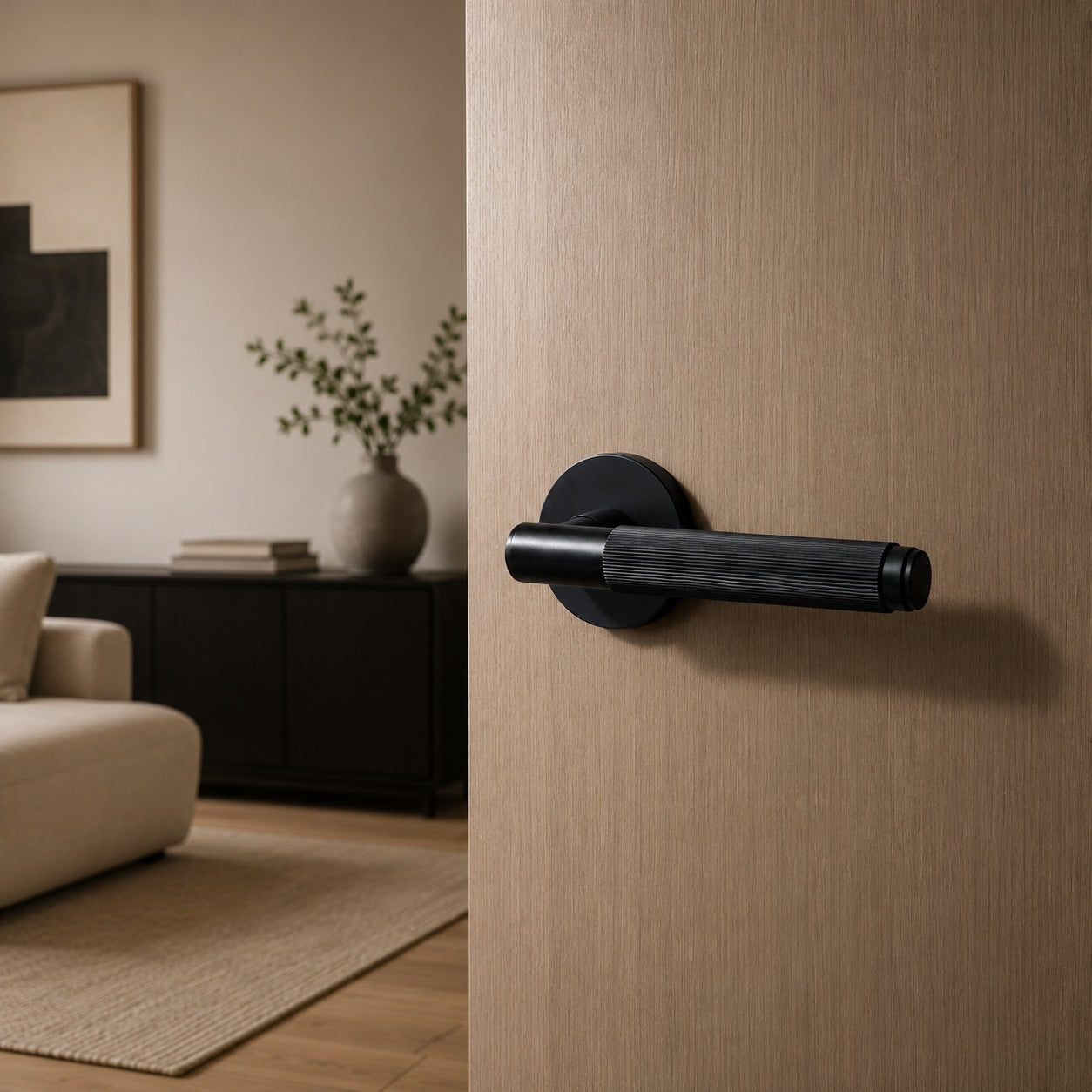 Solid Brass Knurled Grip Door Handle Set (Emergency-Access Lock)