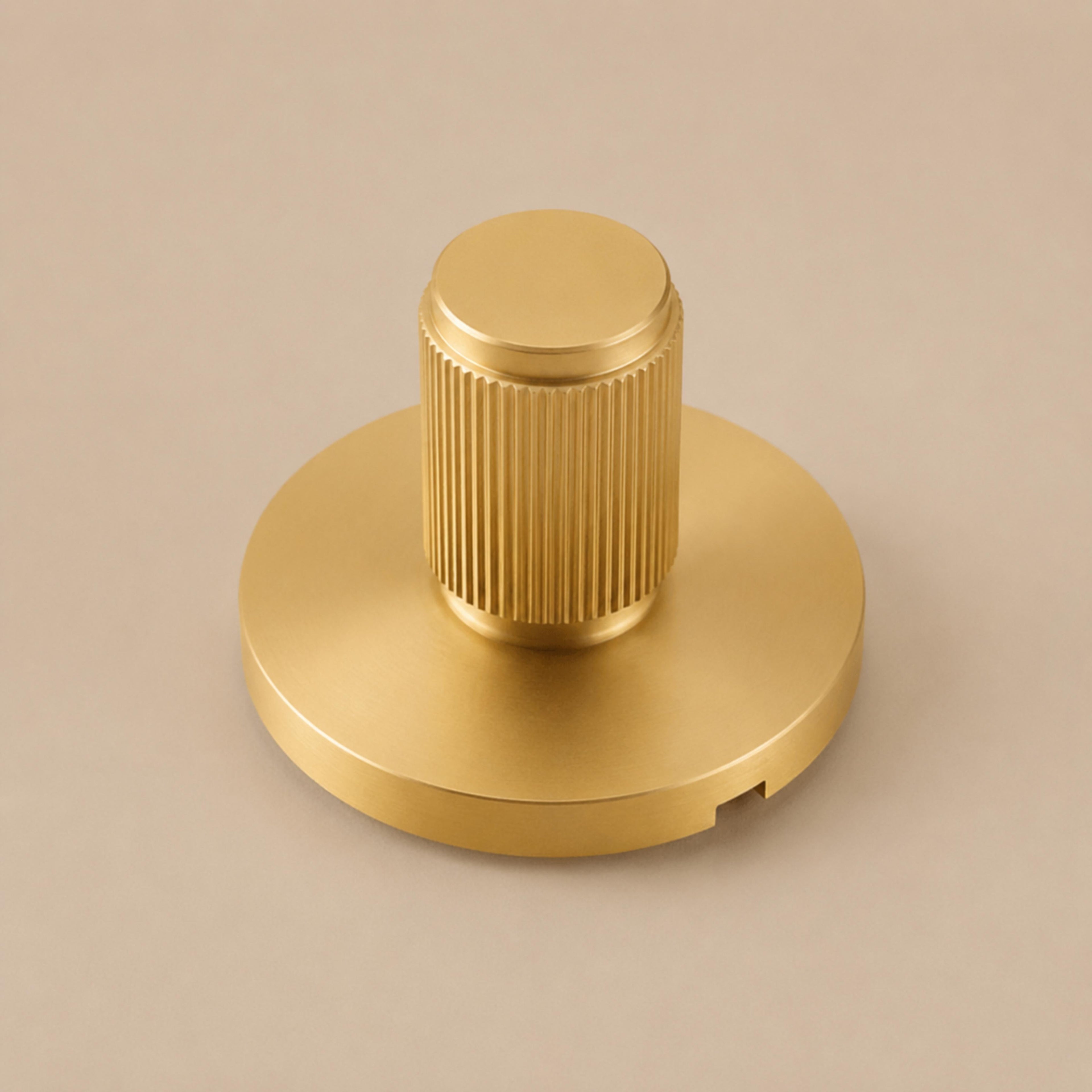Solid Brass Knurled Grip Door Handle Set (Emergency-Access Lock)