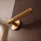 Solid Brass Knurled Grip Door Handle Set (Emergency-Access Lock)