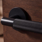 Solid Brass Knurled Grip Door Handle Set (Emergency-Access Lock)