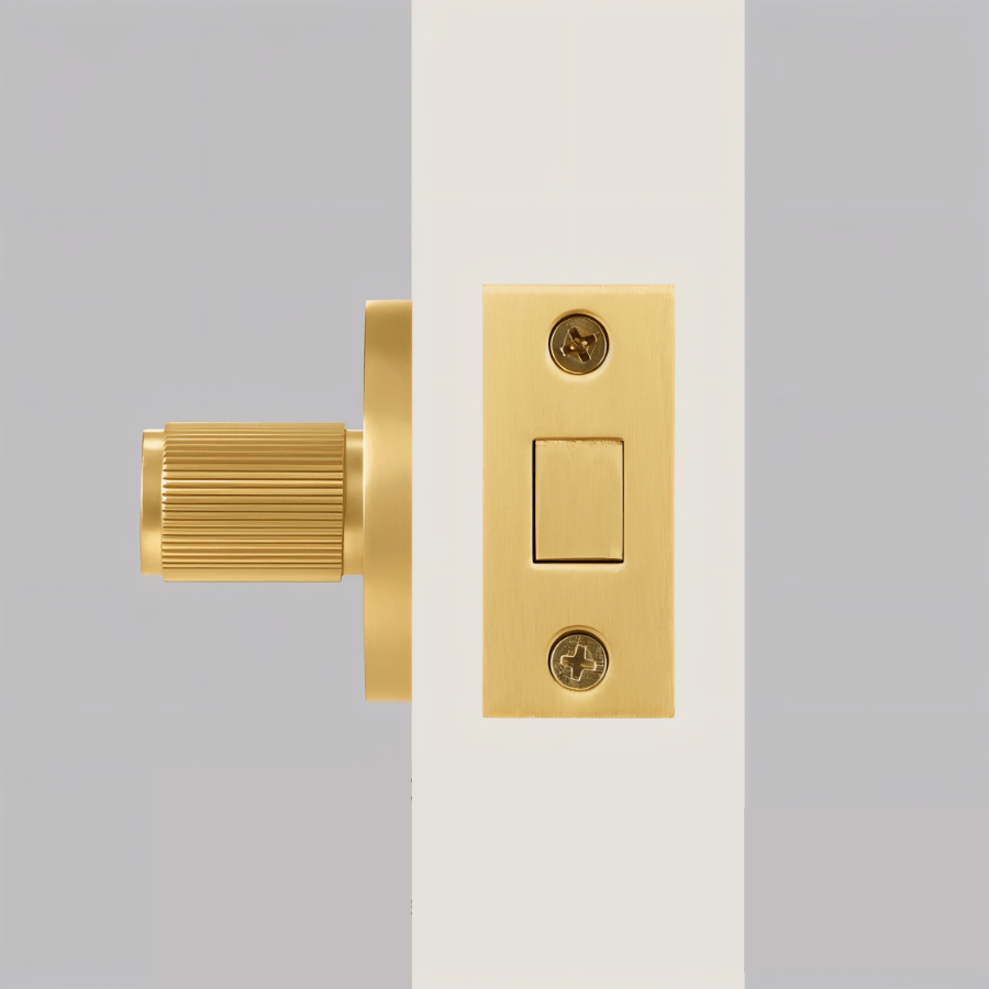 Solid Brass Knurled Grip Door Handle Set (Emergency-Access Lock)