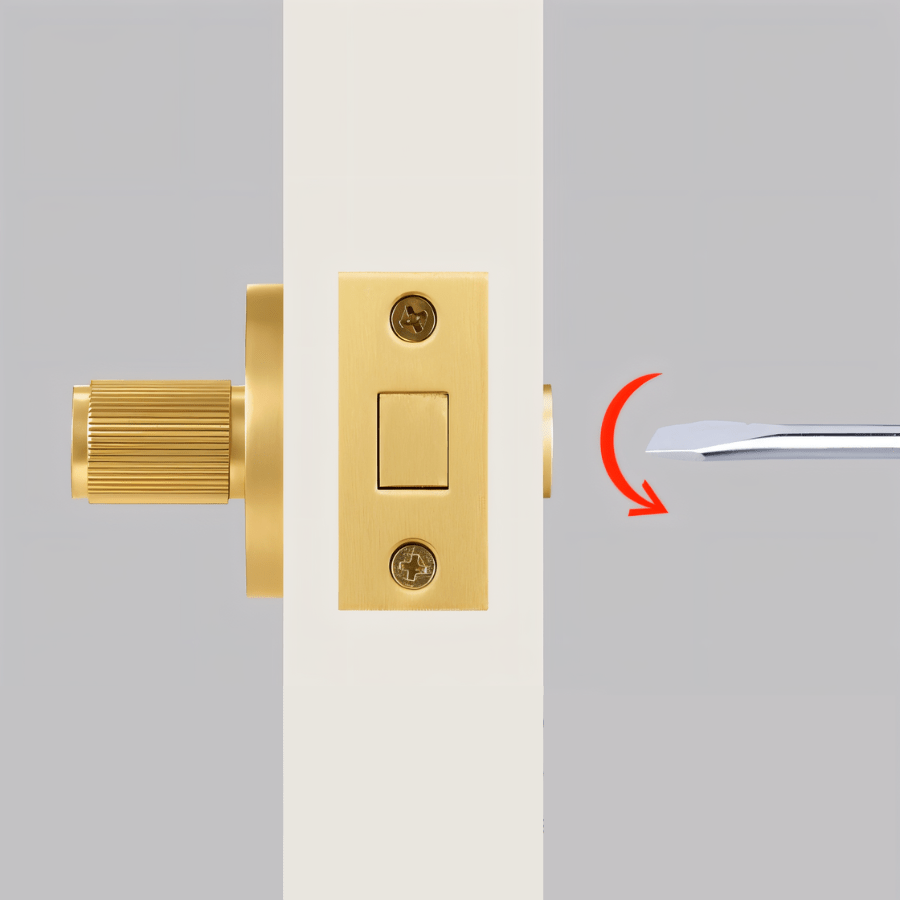Solid Brass Knurled Grip Door Handle Set (Emergency-Access Lock)