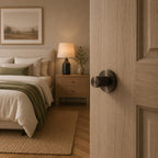 Solid Brass Knurled Grip Interior Door Handle Set (Privacy Lock)