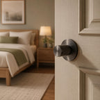 Solid Brass Knurled Grip Interior Door Handle Set (Privacy Lock)