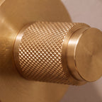 Solid Brass Knurled Grip Interior Door Handle Set (Privacy Lock)