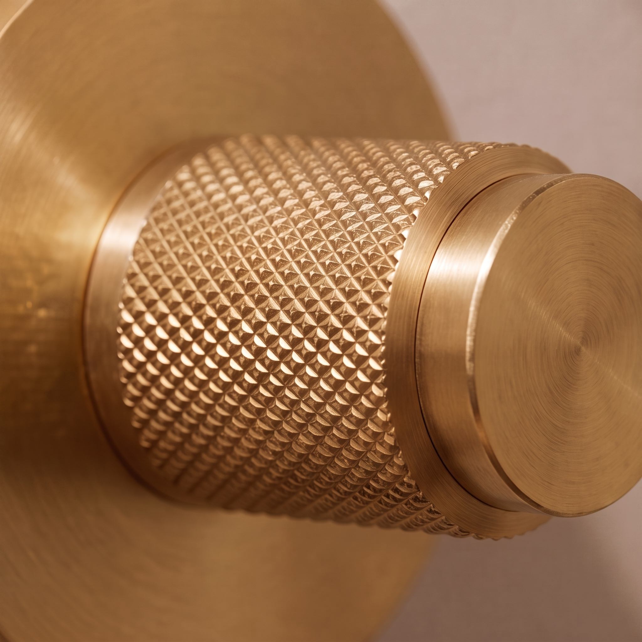 Solid Brass Knurled Grip Interior Door Handle Set (Privacy Lock)