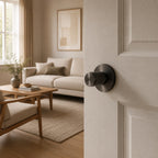 Solid Brass Knurled Grip Interior Door Handle Set (Privacy Lock)